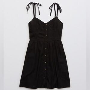 Black Aerie Linen Corset Dress